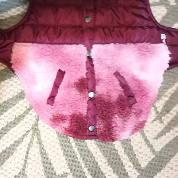 NWOT ~ U❤️I Maroon and Pink Tie-Dye Sherpa Puffy Pet Coat (Size: Medium) - Picture 4 of 4